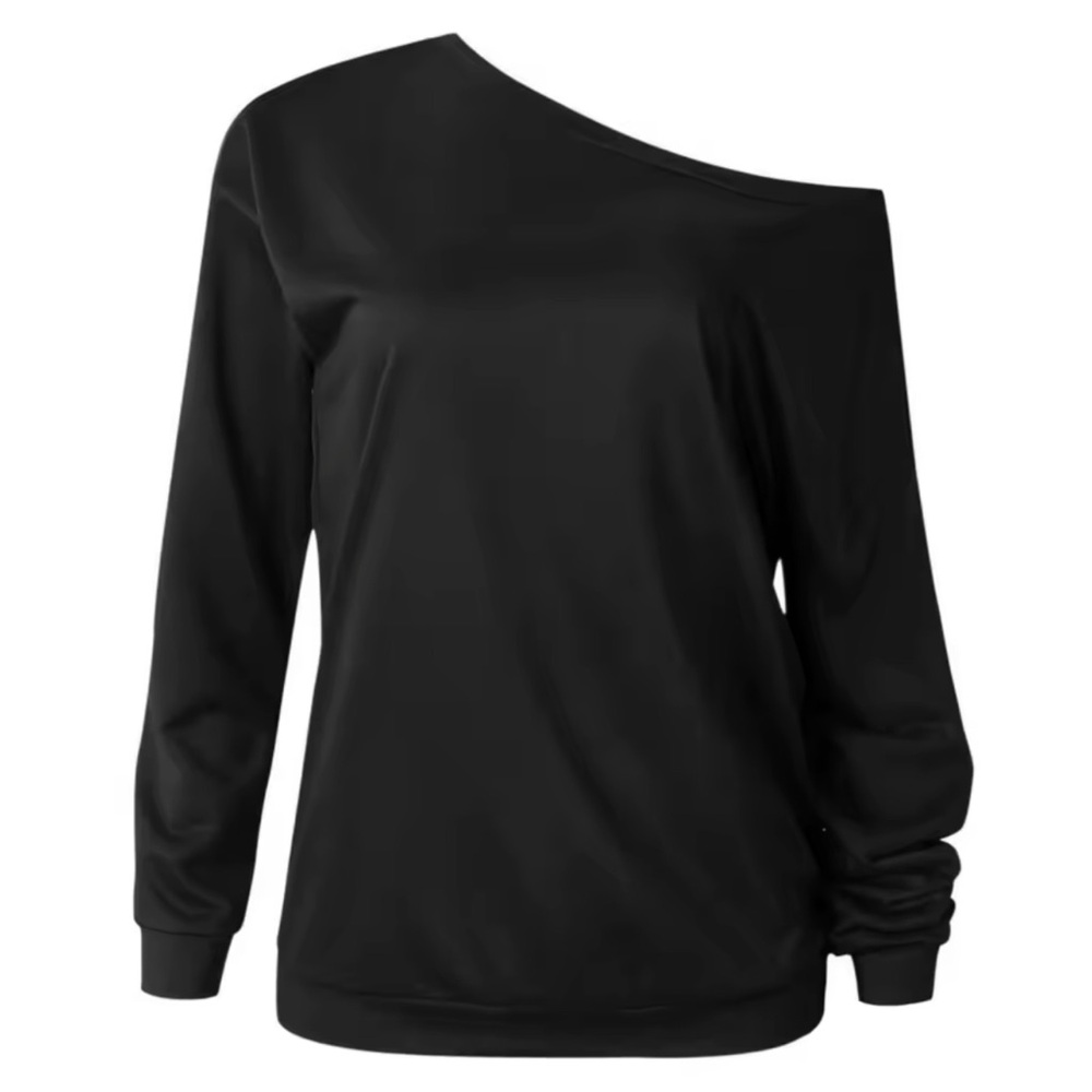 Elegant Black Mariner Jersey Off-Shoulder Top Sweatshirt Gym Beach